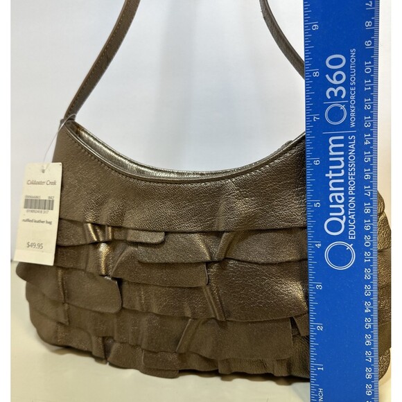Coldwater Creek Bronze Ruffle Clutch Bag Purse - Picture 5 of 7